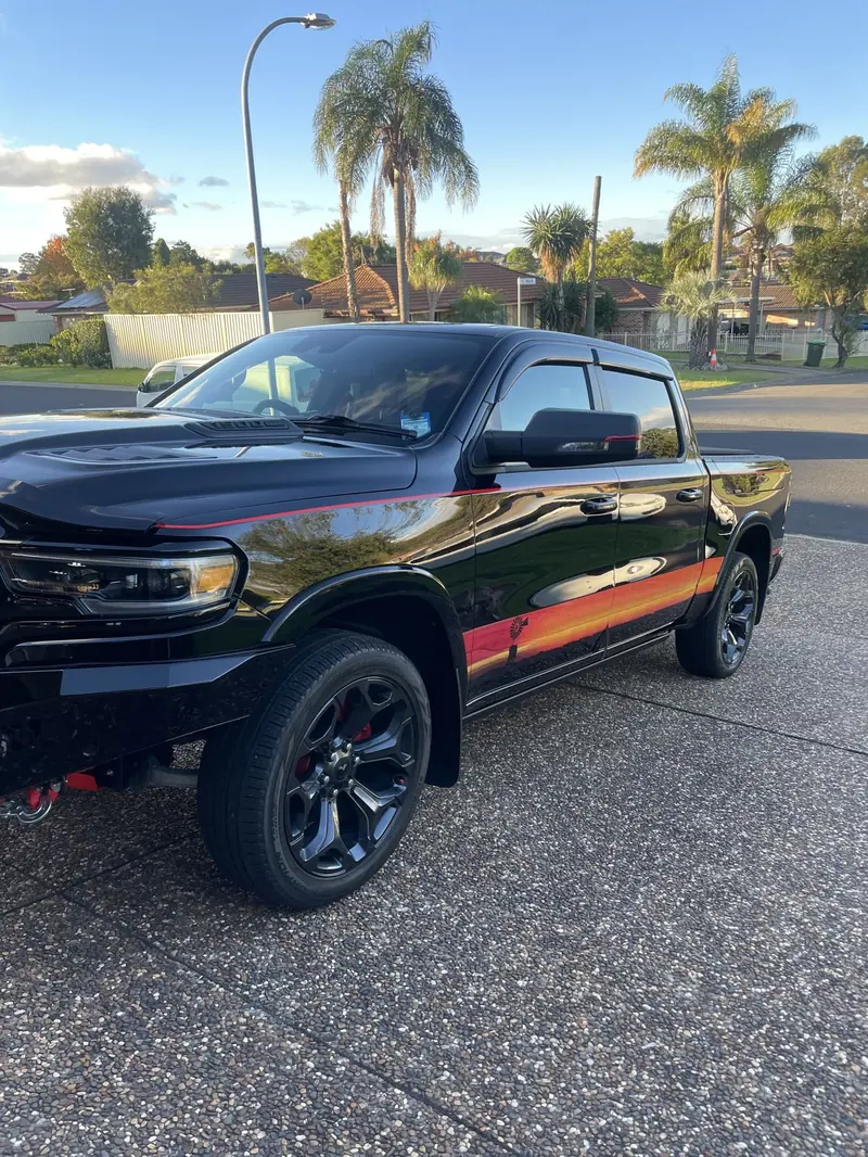 Mobile car detailing in Wollondilly: black RAM ute after a full detail