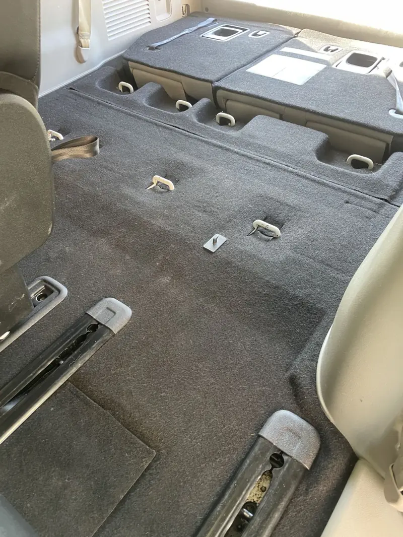 Car detailing in Waverley: third-row floor after a full interior clean