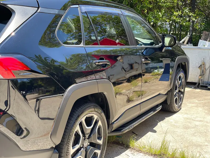 Black SUV paint after decontamination